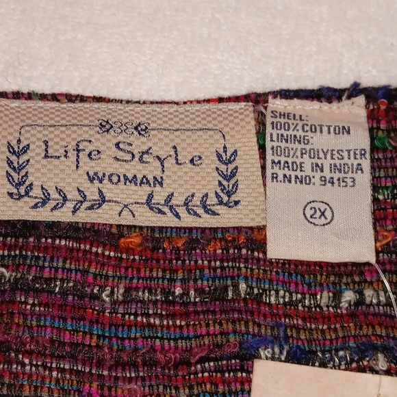 Life Style women's jacket size 2X NWT tweed burgundy multicolored - Picture 3 of 5